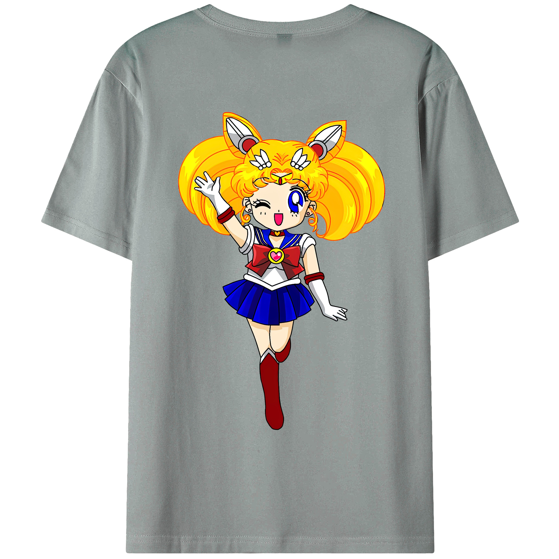 （画像用） 美少女戦士セーラームーン 月野 うさぎ つきの うさぎ Sailor Moon Tsukino Usagi 綿100％ メンズ半袖Tシャツ（バックプリント） 通気性